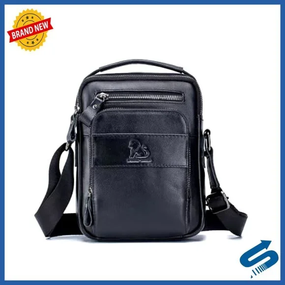 Genuine Leather Crossbody Bag with Multiple Pockets for Everyday Carry